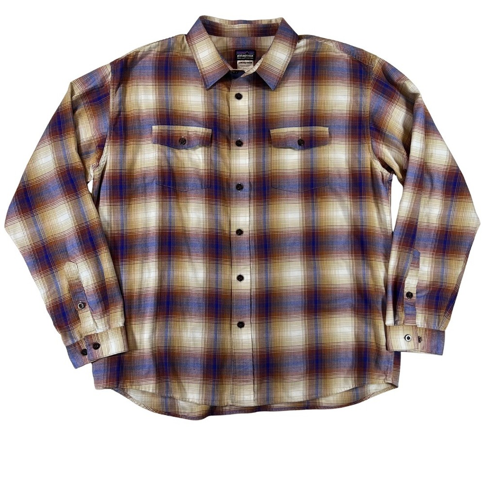 Patagonia Men's XL Plaid Organic Cotton Button Front Flannel Shirt Outdoor